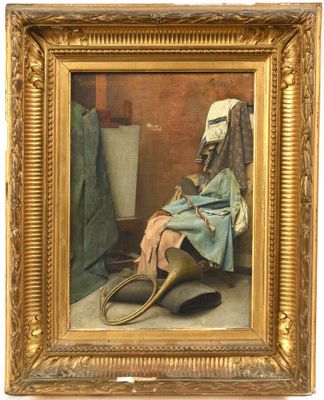 une image représentant un tableau d'une femme vêtue d'une robe bleue et portant une paire de chaussures