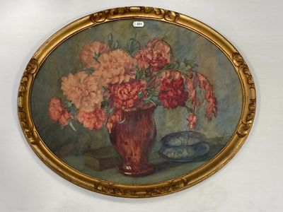 une peinture de fleurs dans un vase sur une table