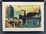 une image représentant un tableau représentant une vue d'une ville depuis un quai