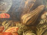 painting of a still life of fruit and vegetables on a table