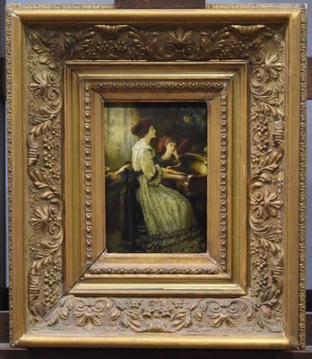 an image of a painting of a woman playing the piano