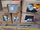 several cardboard boxes stacked on top of each other on a pallet