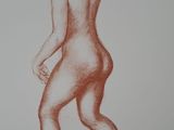 an image of a drawing of a woman walking in the sand