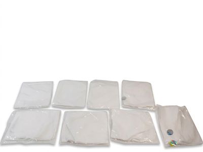 many pieces of plastic on a white surface