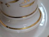 a cup and saucer sitting on a plate on a table