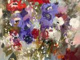 a painting of flowers in a vase on a table