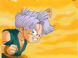un dessin représentant un jeune Gohan aux cheveux violets et aux yeux bleus