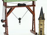 a small wooden structure with a clock on it