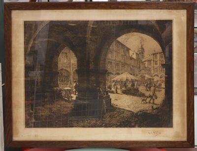 a picture of a picture of a street scene in a picture frame