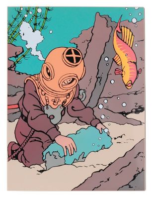 Hergé = Tintin, plaque émaillée "Série Rackham le Rouge" : T…