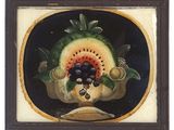 painting of a watermelon with grapes and other fruit on it