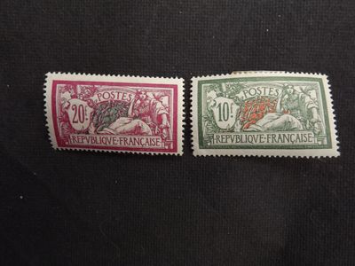 two stamps from the 20th century of the french empire