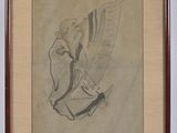 chinese ink painting of a bird on a branch in a wood frame