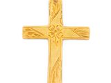 Pendentif en forme de croix en or jaune 14 carats avec un motif floral
