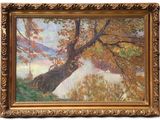 une image représentant un tableau représentant un arbre dans un cadre doré