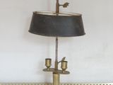 a lamp that is sitting on a table in a room