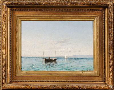 Lina BILL (1855-1936) : Pêcheur dans sa barque. - Photo 1