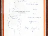 framed drawing of a woman ' s face with writing on it