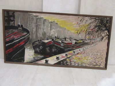 422.65 - LOCATELLI, PEINTURE SUR TOILE, PENICHES - 80x155 cm…