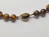 tiger ' s eye beaded necklace with gold plated clasp and glass beads