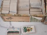 a box full of cards sitting on top of a table