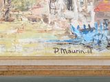 a picture of a painting of a boat on the water