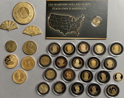 Un lot de pièces en métal (pièces commémoratives, reproducti…