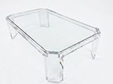 table basse rectangulaire en acrylique transparent avec plateau en verre transparent