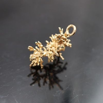 un petit morceau d'or sur une surface noire