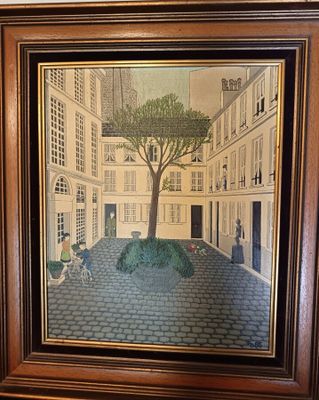 Ecole française " La place Furstemberg à Paris", huile sur t…