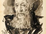 un vieux dessin en noir et blanc représentant un homme barbu