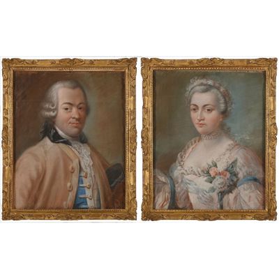 ECOLE FRANCAISE fin XVIIIè. « Paire de portraits représentan… - Photo 1