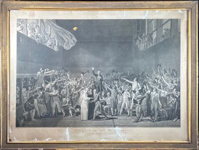 an old picture of a large crowd of people standing in front of a stage