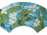 a fan with a painting of white flowers on it