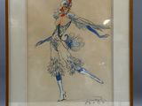 une image représentant le dessin d'une femme vêtue d'une robe à plumes