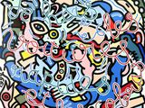 un tableau représentant un groupe de personnes aux couleurs et aux formes variées