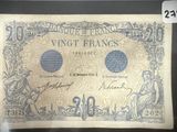 un ancien billet de banque français sur lequel figure le portrait d'une femme