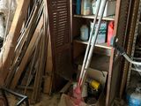 a pile of junk in the corner of a room