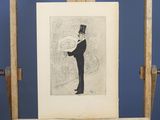 an image of a drawing of a man in a tuxedo on a easel