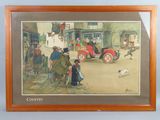 tableau encadré représentant une scène champêtre avec des personnages et un chien