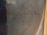 a picture of a woman that is writing on the side of a train