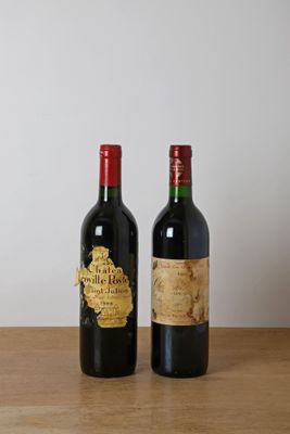 deux bouteilles de vin posées l'une à côté de l'autre sur une table en bois