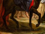 a painting of a man on a horse with a woman on it