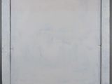 painting of a white square frame with a black border on a gray wall