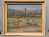 une photo d'un tableau représentant un jardin avec des fleurs