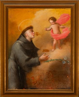 an image of a painting of a man holding a child