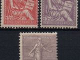 four different postage stamps with a woman and a man on them