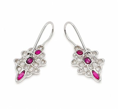 pair of ruby and diamond earrings