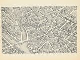 an old map of a city with a river running through it