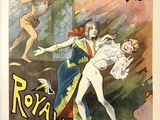 an old poster for a theatre showing a woman and a man dancing